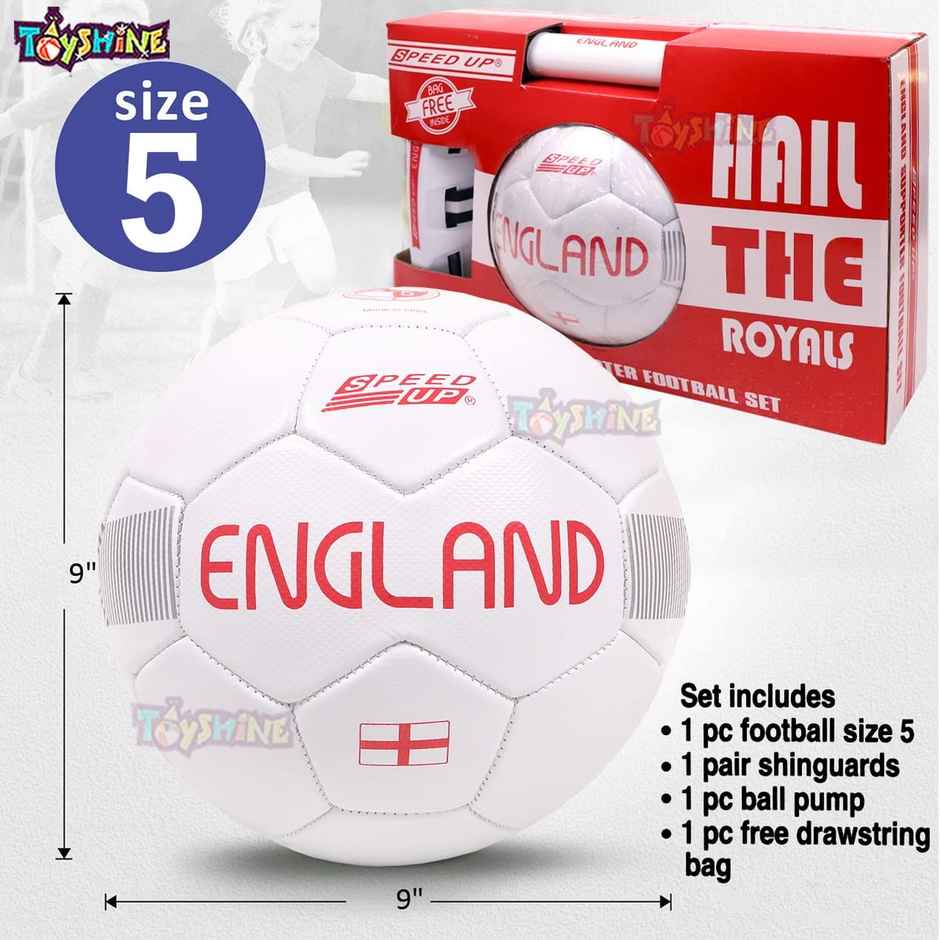 Toyshine 4-in-1 Football Combo Set for Kids | Ball | Shin Guard | Pump | Bag - White Sstp
