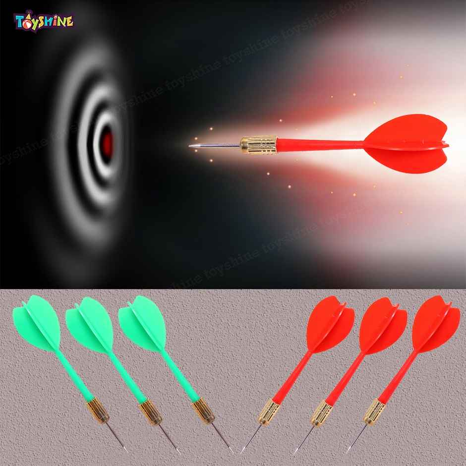 Toyshine Wooden Double-sided Dart Board Set | 12 Inch With 4 Steel Tip Needles