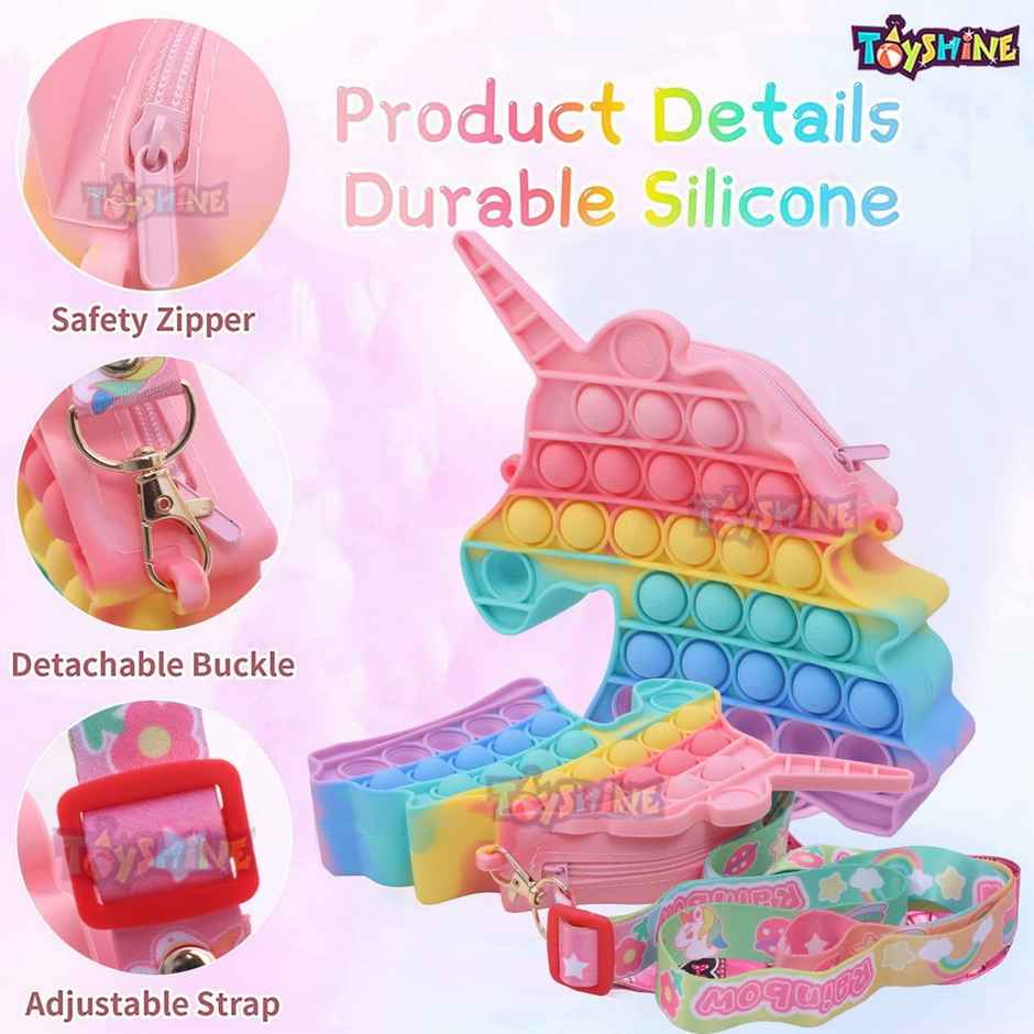Toyshine Unicorn Pop Fidget Crossbody Bag - Silicone Sensory Toy for Girls & Women