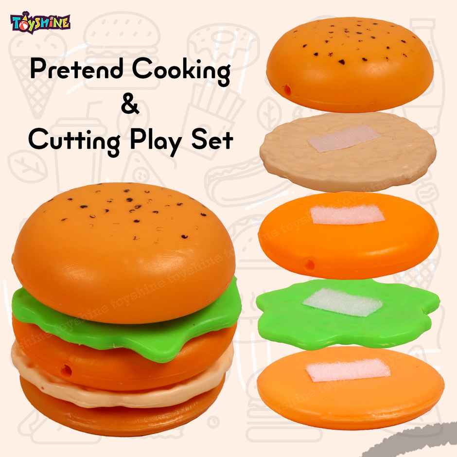 Toyshine Pizza Party Fast Food Pretend Cooking & Cutting Play Set Toy For Kids - Assorted