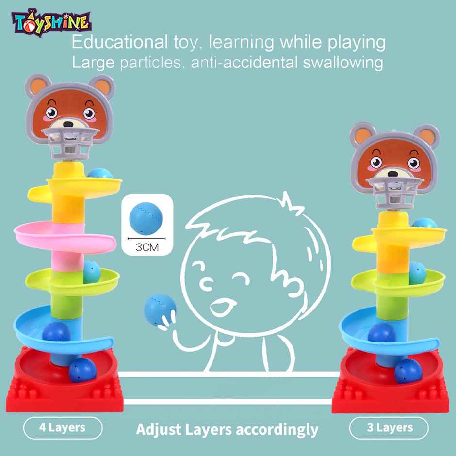 Toyshine 4 Layer Ball Drop and Roll Swirling Tower for Baby and Toddler Development Educational Toys - Assorted