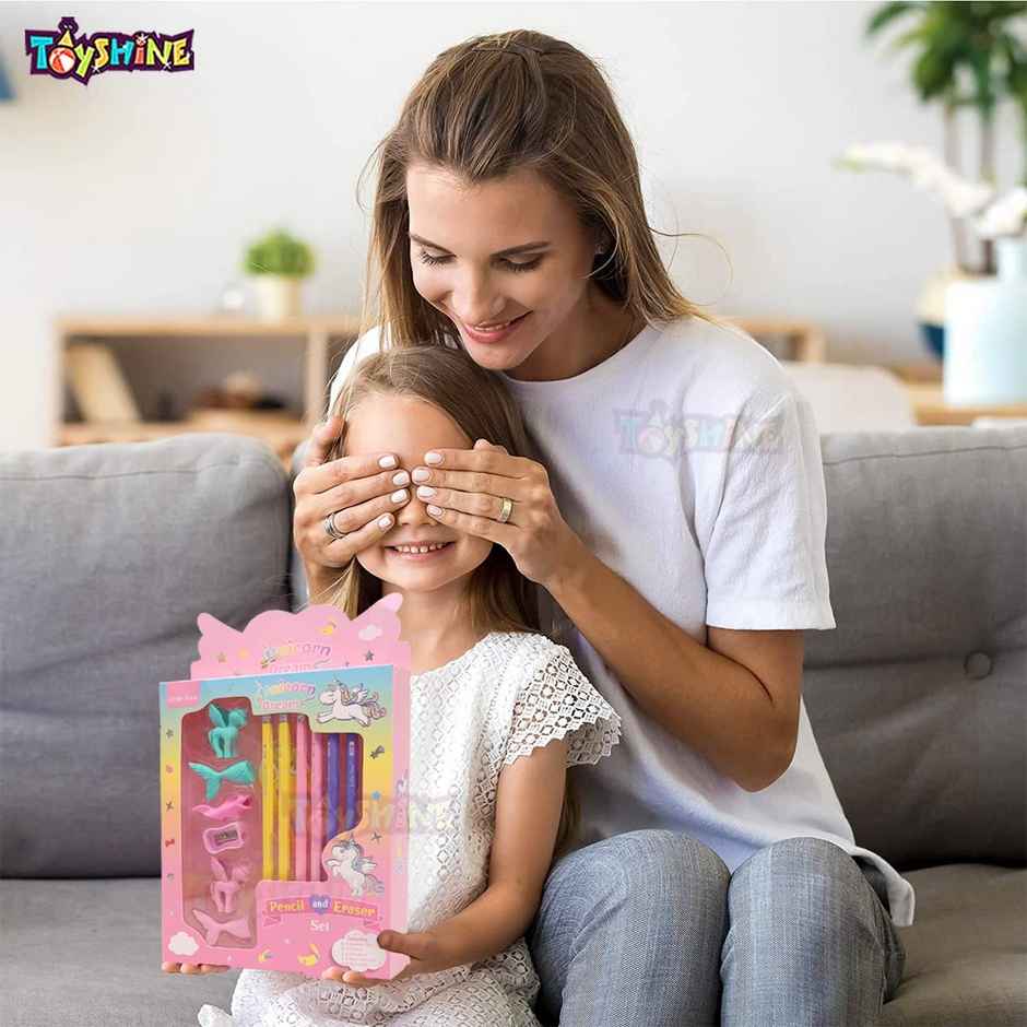 Toyshine Pack of 13 Unicorn Mermaid Erasers & Stationery Set