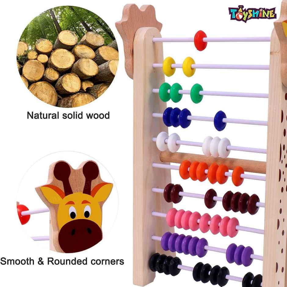 Toyshine Giraffe Wooden Abacus & Play Center - Educational Learning Toy | Multicolor | 3+ years