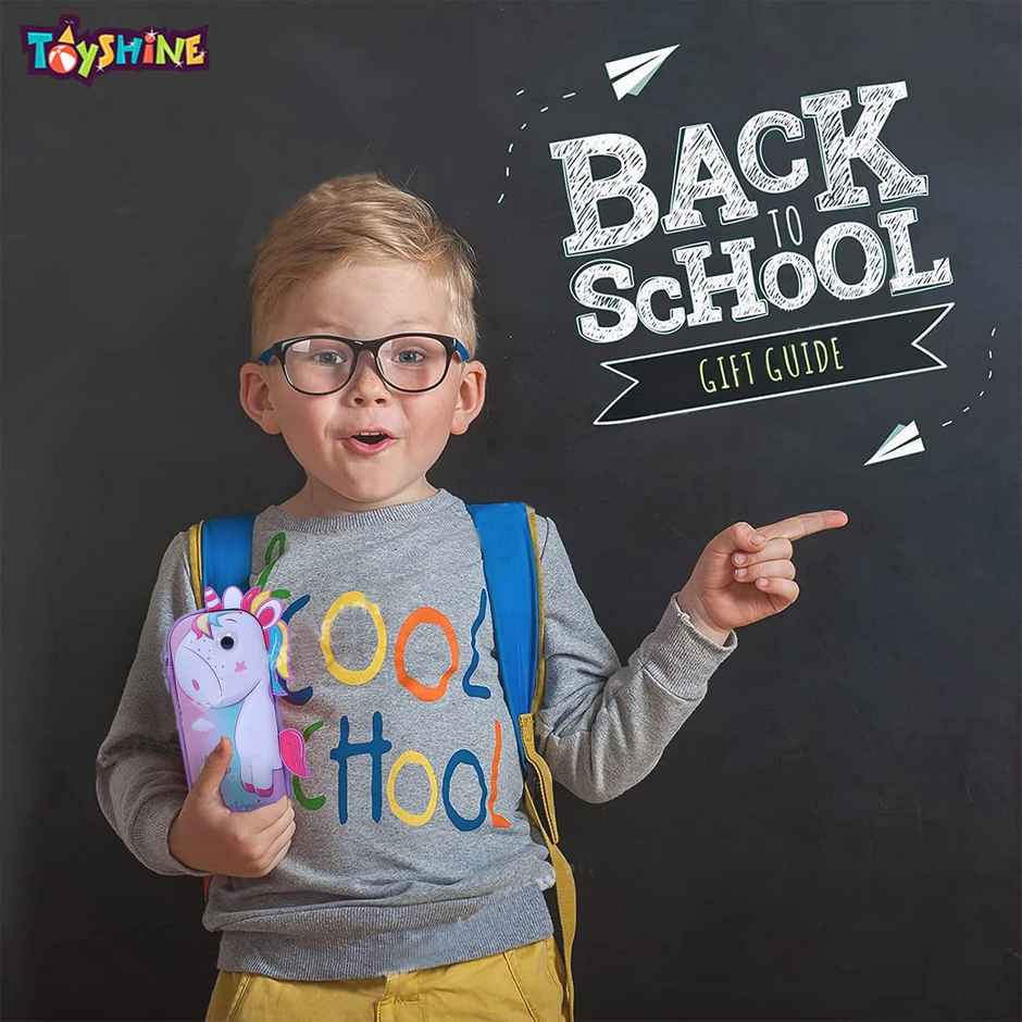 Toyshine Jazy Unicorn Pink Hardtop Pencil Case with Multiple Compartments | Pink