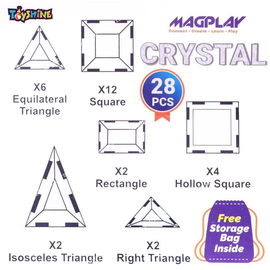 Toyshine Crystal Magnetic Tiles Magnet Toys 28 Pcs Magnetic Building Blocks