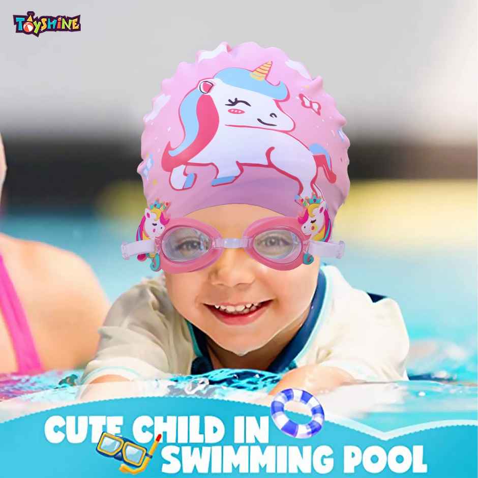 Toyshine Kids Swim Goggles and Swim Hat Combo - Age 3-12 (Mermaid)