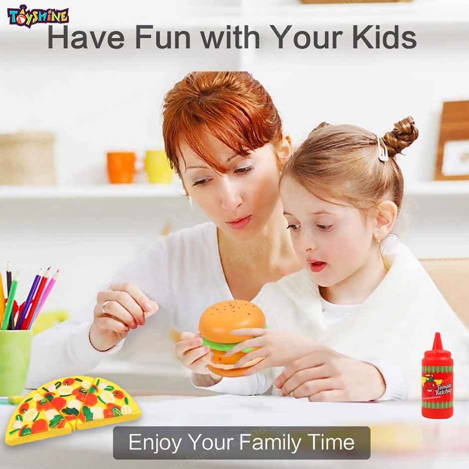 Toyshine Pizza Party Fast Food Pretend Cooking & Cutting Play Set Toy For Kids - Assorted