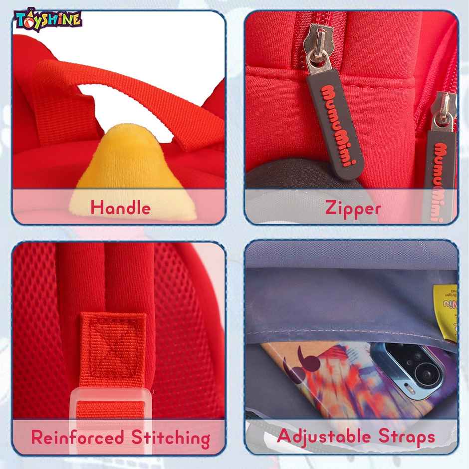 Toyshine 12" Cute Car Face Backpack for Kids - Mini Size - Red