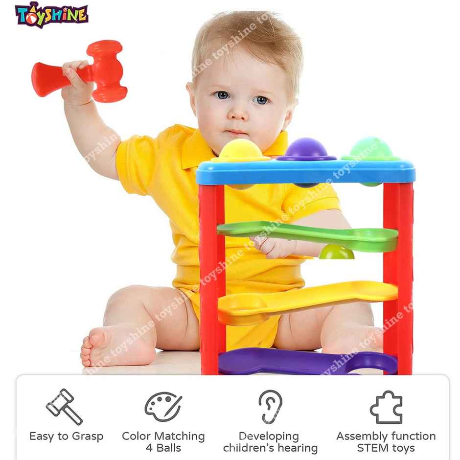 Toyshine Ramp Race Slope Rolling Hammer Toy Set With 3 Balls For Kids Pound