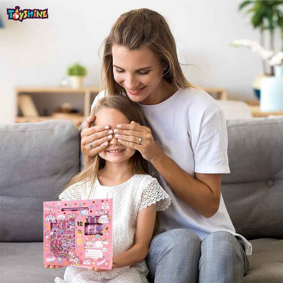 Toyshine Cute Unicorn Washi Tape Set | 8 Rolls-10 Stickers-1 Notepad-1 Cutting tool