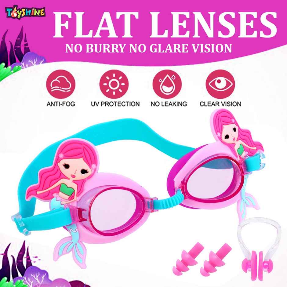 Toyshine Kids Swim Goggles and Swim Hat Combo - Age 3-12 (Mermaid)