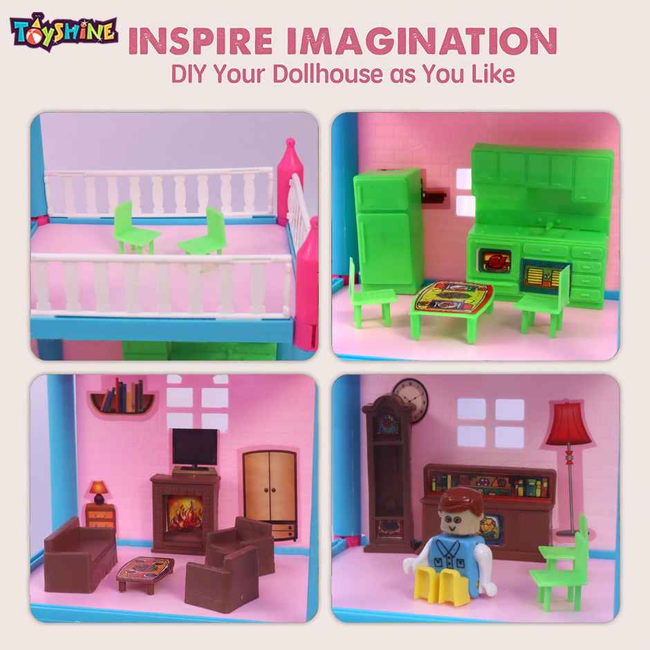 Toyshine DIY Doll House Creative Edition with Accessories Included (Multicolour, 78 Pieces)�
