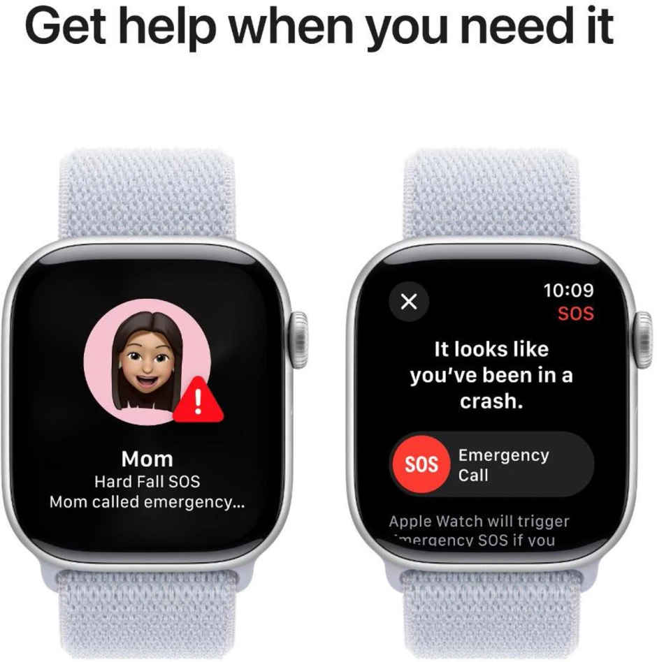 Apple Watch Series 10 GPS + Cellular 46mm Silver Aluminium Case with Blue Cloud Sport Loop