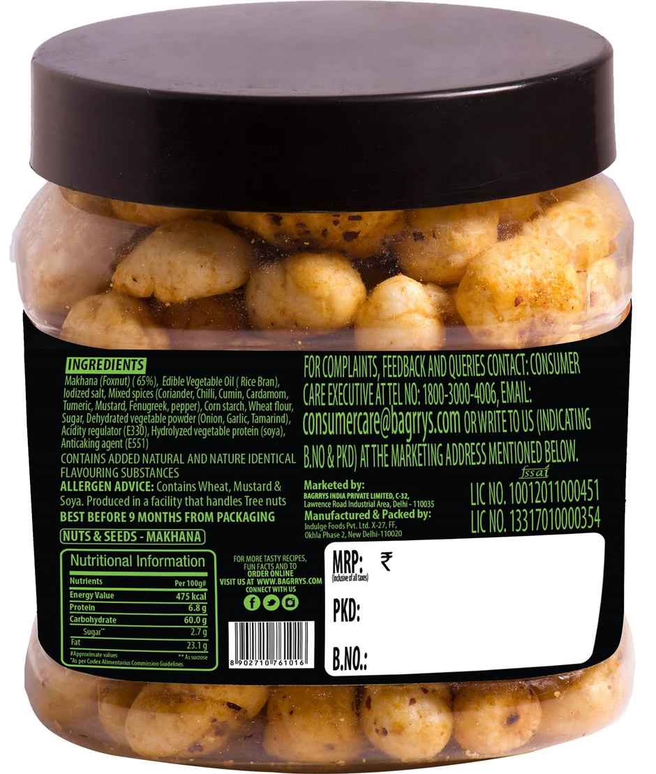 Bagrry's Makhana Foxnut Jar Mint & Pudhina Flavour