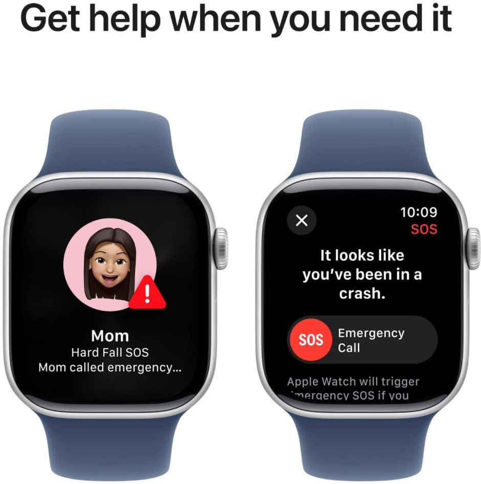 Apple Watch Series 10 GPS 46mm Silver Aluminium Case with Denim Sport Band - S/M