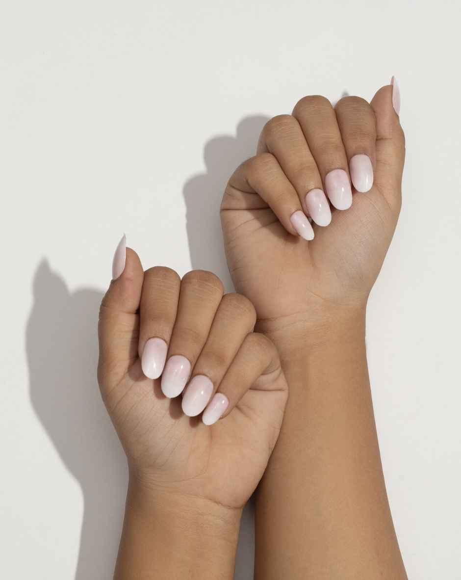 Pep Nails | Minimal | Hand Nails | Medium Round Nude | Glossy Ombre Press On Nails | 24 Tips