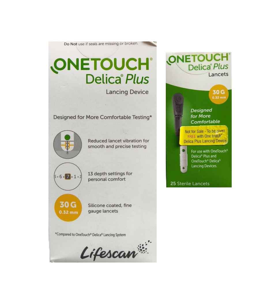 OneTouch Delica Plus 30G 0.32mm Lancing Device with Delica Plus 25 Lancet