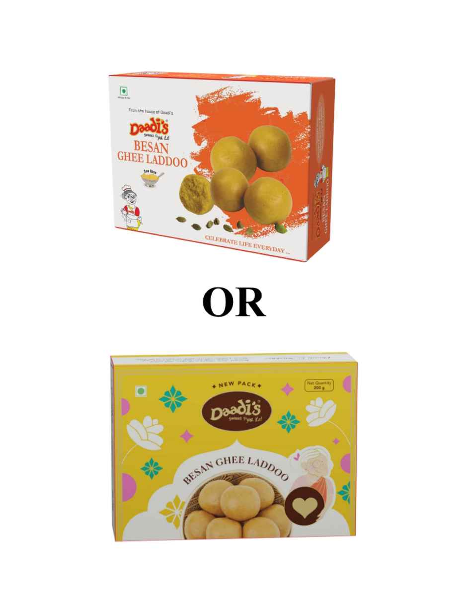 Daadi'S Besan Laddoo Pure Ghee(200gms) & Pastle Green & Pink Flower Design Rakhi(1pc) Combo