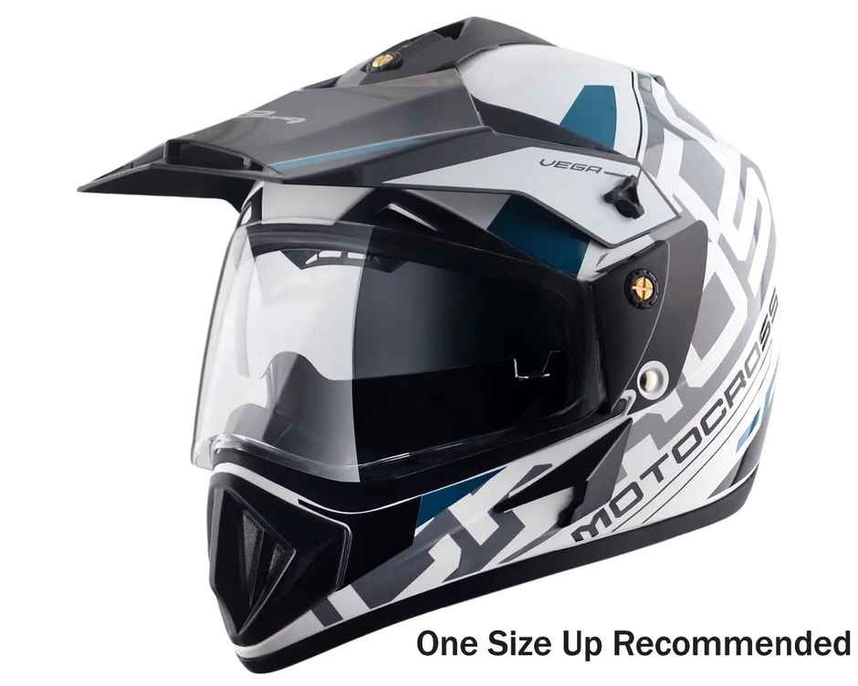 Vega Off-Road Motocross Lightweight Full Face Helmet-White Black - M
