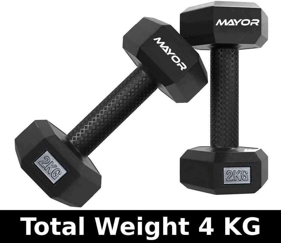 Mayor PVC Hexa Dumbbells Set for Home Gym | Weight Training Fitness Dumbbells