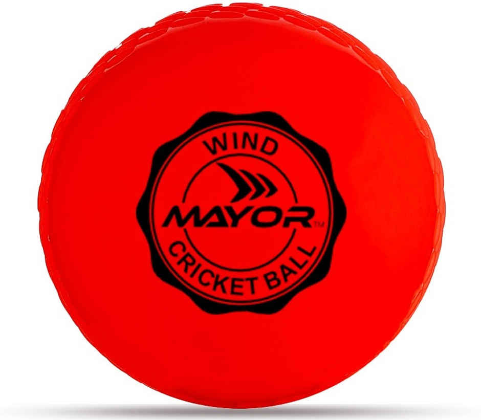 Mayor Cricket Wind Ball For Indoor & Outdoor Street Cricket Rubber Ball (Red)