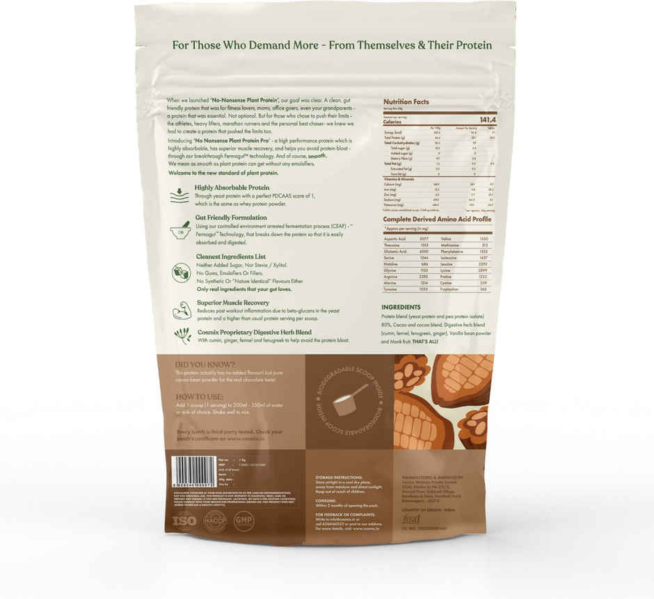 Cosmix No-Nonsense Pro Plant Protein Indonesian Cacao, 26g Protein