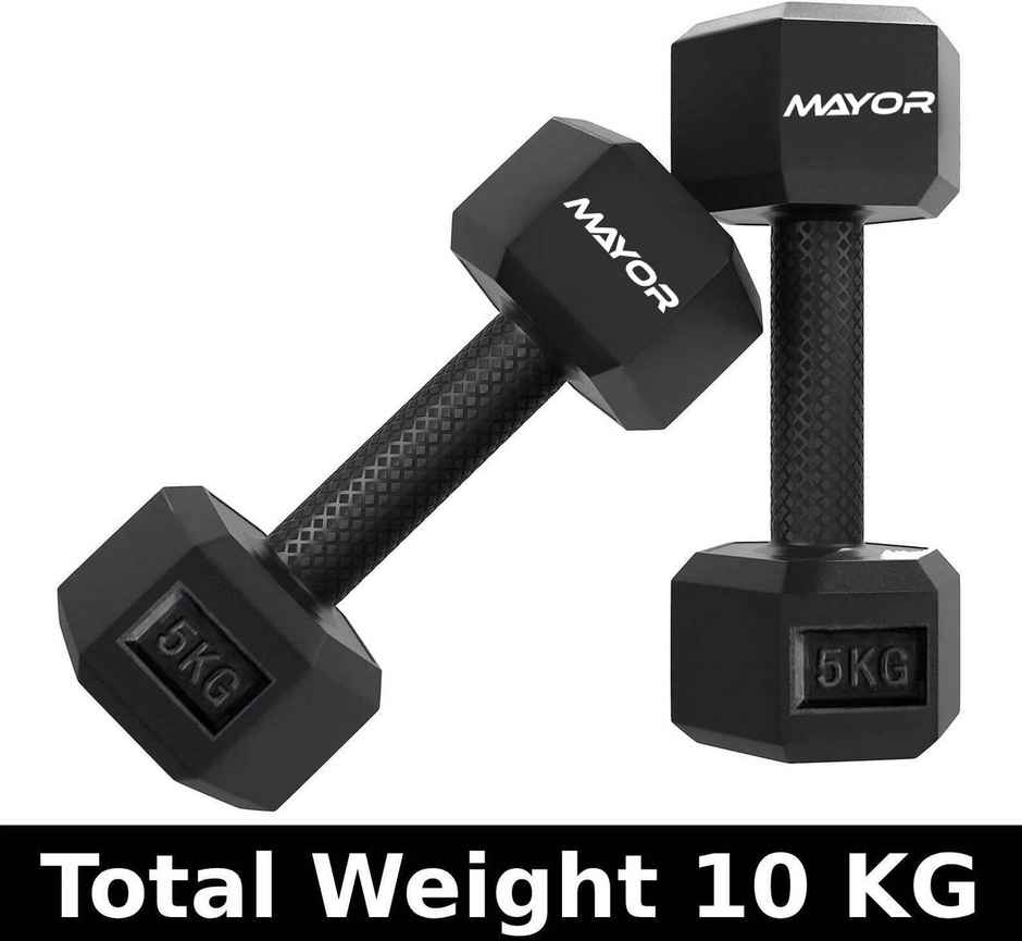 Mayor PVC Hexa Dumbbells Set for Home Gym | Weight Training Fitness Dumbbells