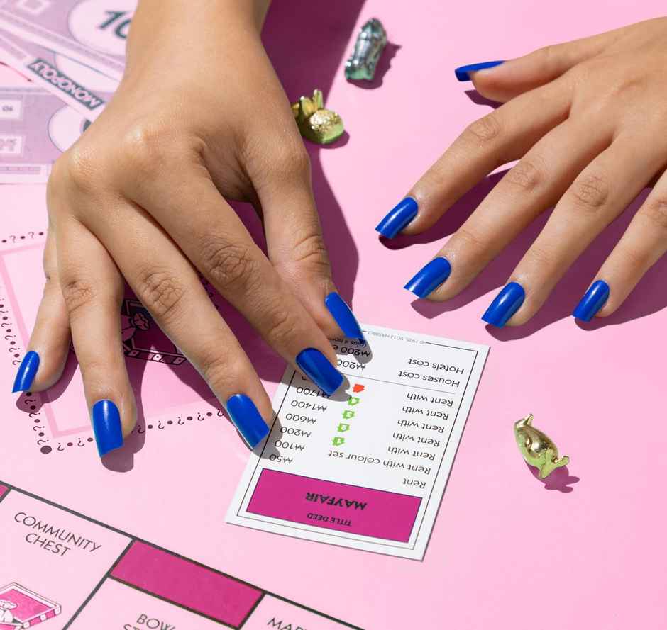 Gush Beauty | Reusable Luxury Press On Nails With Application Kit | Royal Blue - Medium Almond