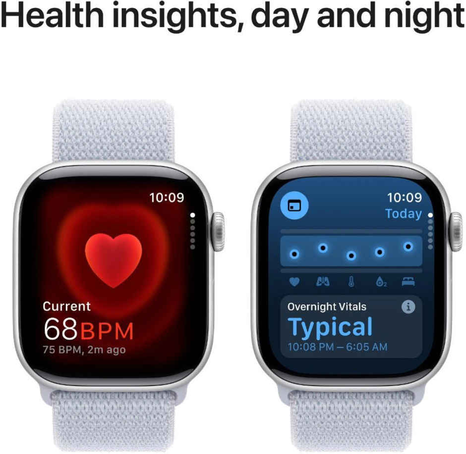 Apple Watch Series 10 GPS + Cellular 46mm Silver Aluminium Case with Blue Cloud Sport Loop
