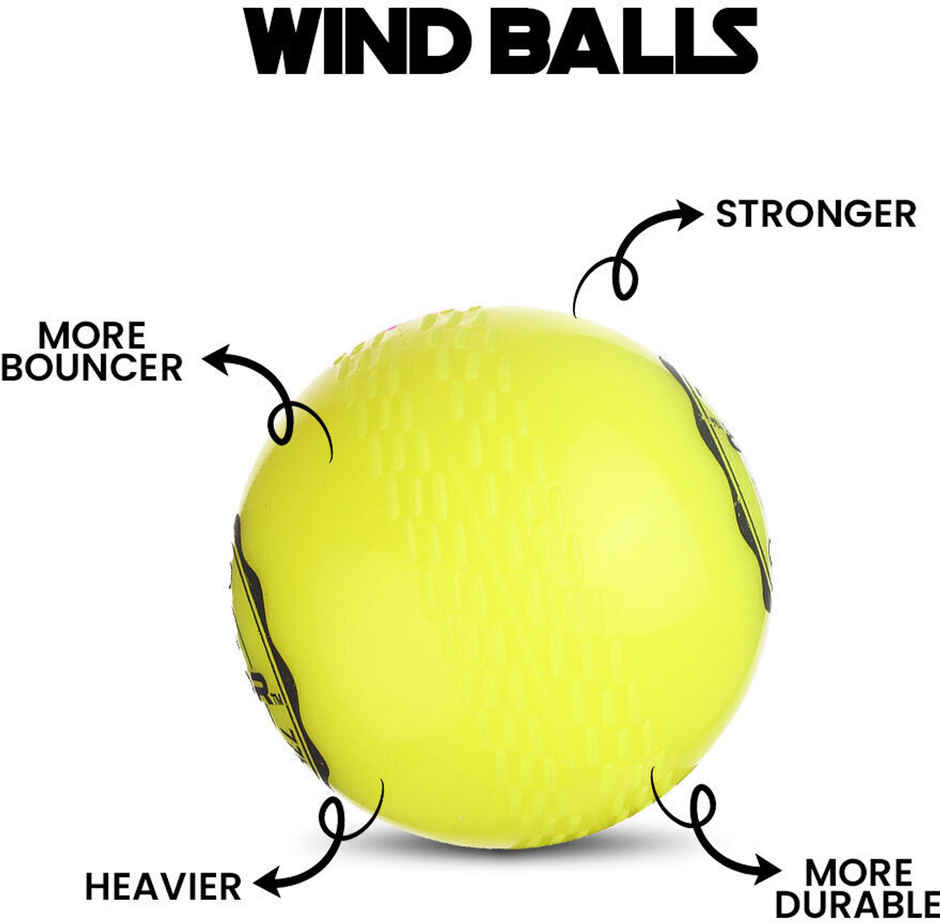 Mayor Cricket Wind Ball For Indoor & Outdoor Street Cricket Rubber Ball (Lime Green)