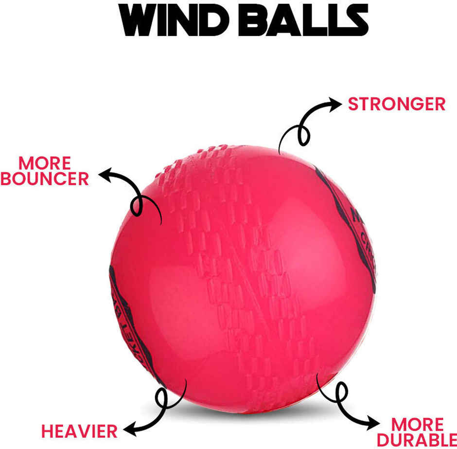 Mayor Cricket Wind Ball For Indoor & Outdoor Street Cricket Rubber Ball (Pink)