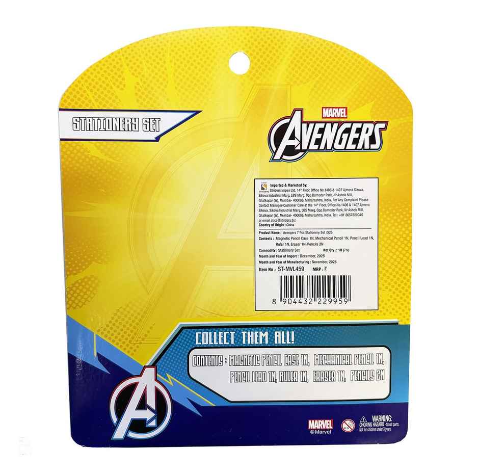 Striders Avengers Theme Stationery Kit | Pen, Pencil, Scale, Eraser, Sharpener & Pencil Box