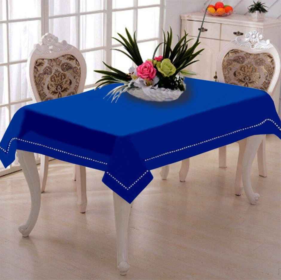 Lushomes Side Table Cover - Blue | Classic Plain | 40 x 40 inch