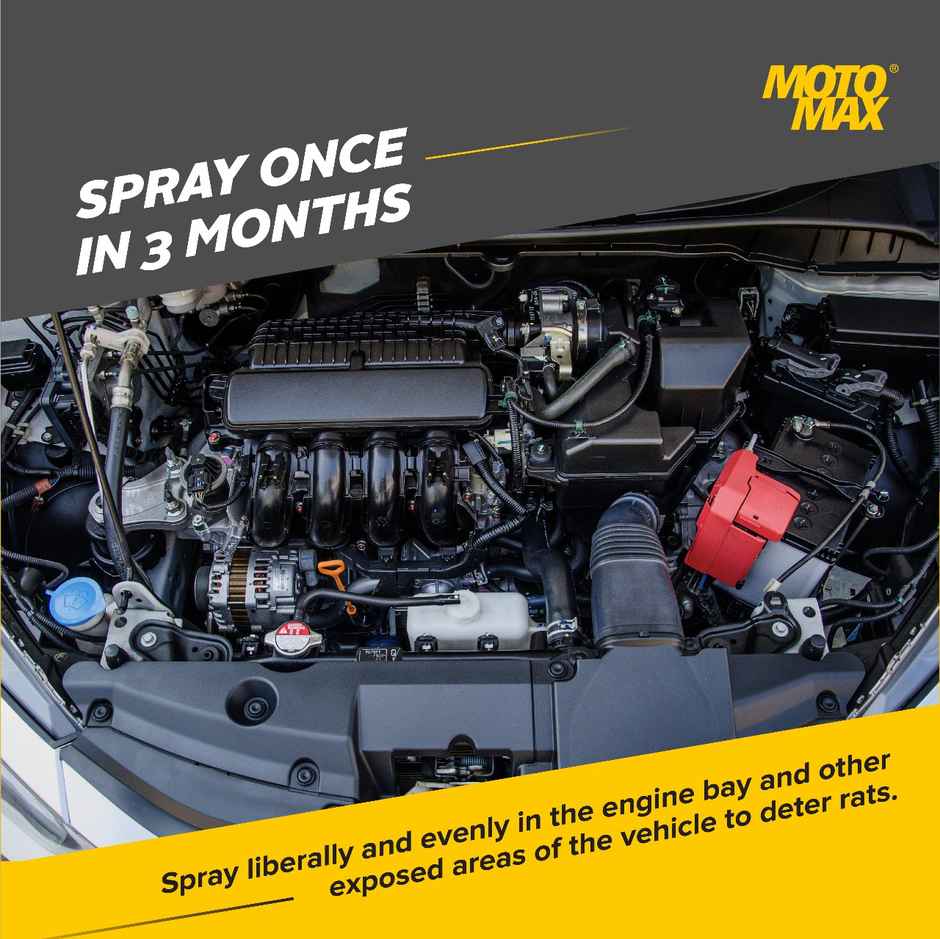 Motomax Rat Repellent Spray 100 ml, Non-toxic, Natural Protection for Engine Parts, Lasts 3 Months