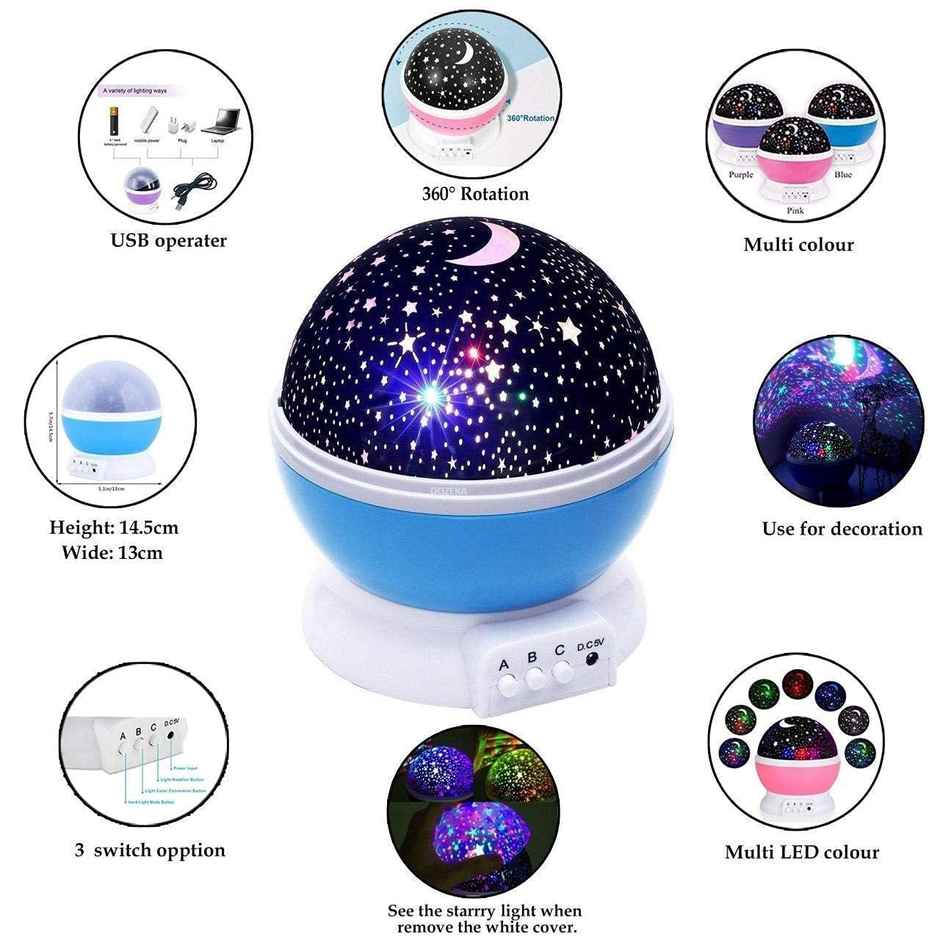 Toyshine Star Moon Night Light Projector with 12 Color Modes, 360� Rotating Lamp for Kids