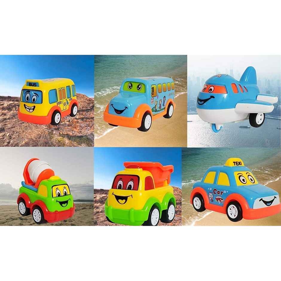 Fablue Pull Back Vehicles - Push And Go Crawling Toy For Kids | Power Friction Cars For Toddlers - Assorted Colours & Designs
