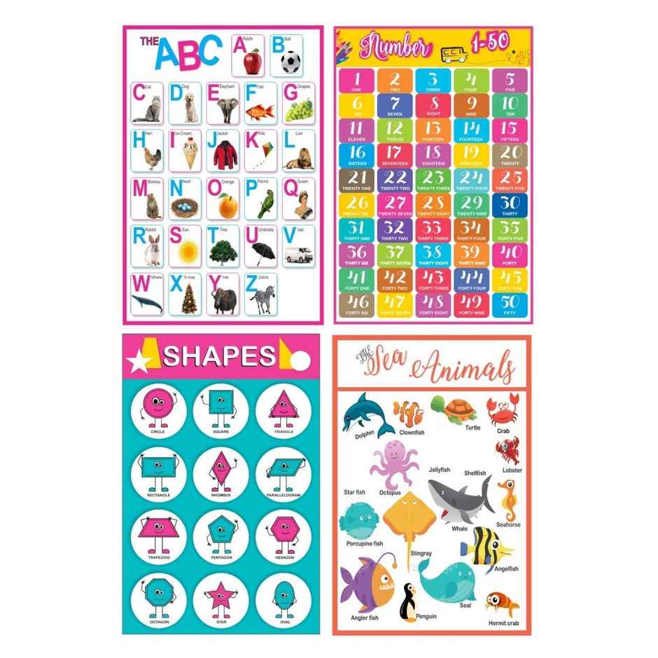 Paper Plane Design Kids Early Learning Educational Posters | Set Of 10 | Size 12 x 18 Inch | D14