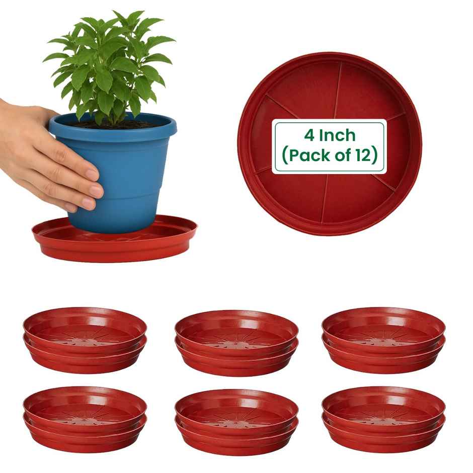 Cinagro 4 Inch Planter Bottom Trays | Durable Plastic | Plant Drip Tray/Saucer