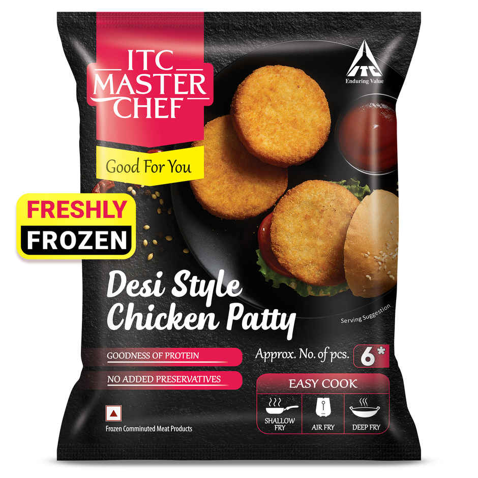 ITC Master Chef Desi Style Chicken Burger Patty | Goodness of Protein | No Added Preservatives