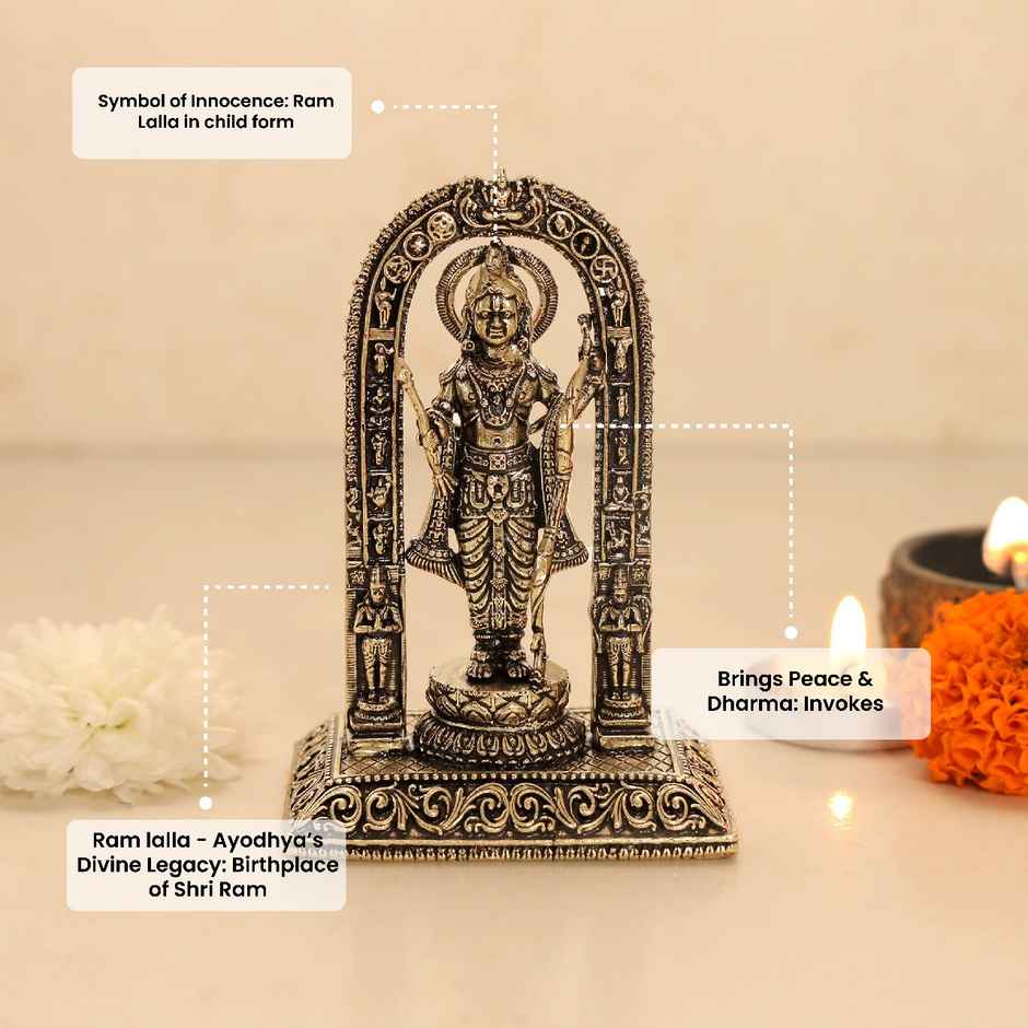 Intricately Crafted Brass Ram Lalla Murti | 3 Inches | Aksharveda