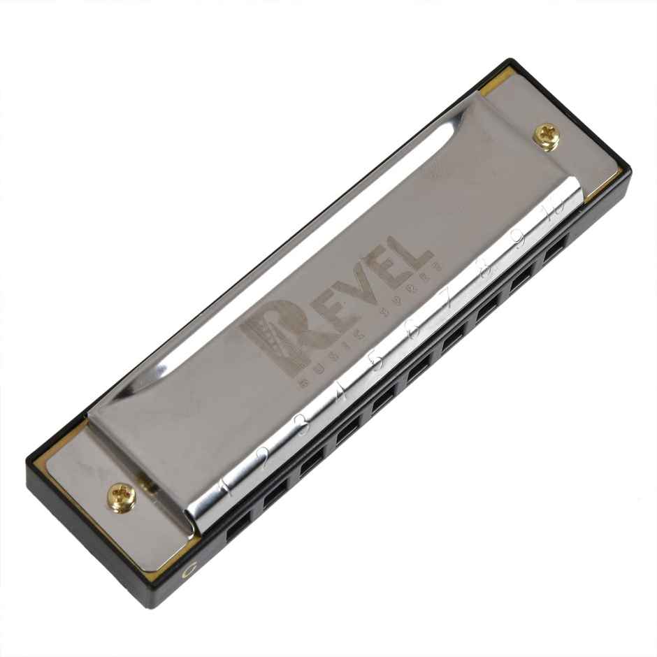 Revel Rvl-Ha01C 10 Hole C Scale Diatonic Blues Mouth Organ Harmonica | Silver