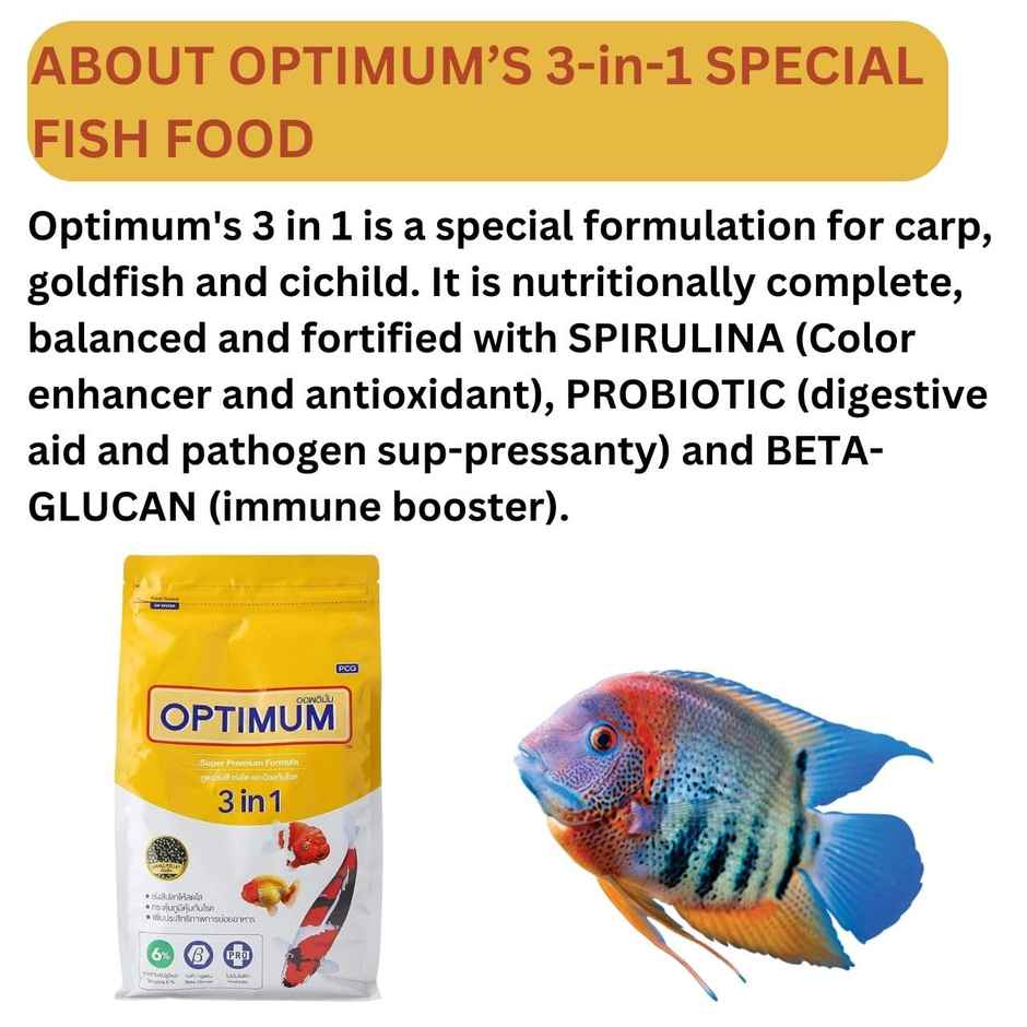 Opitmum Super Premium 3-In-1 Fish Food 800Gm (6% Spirulina)
