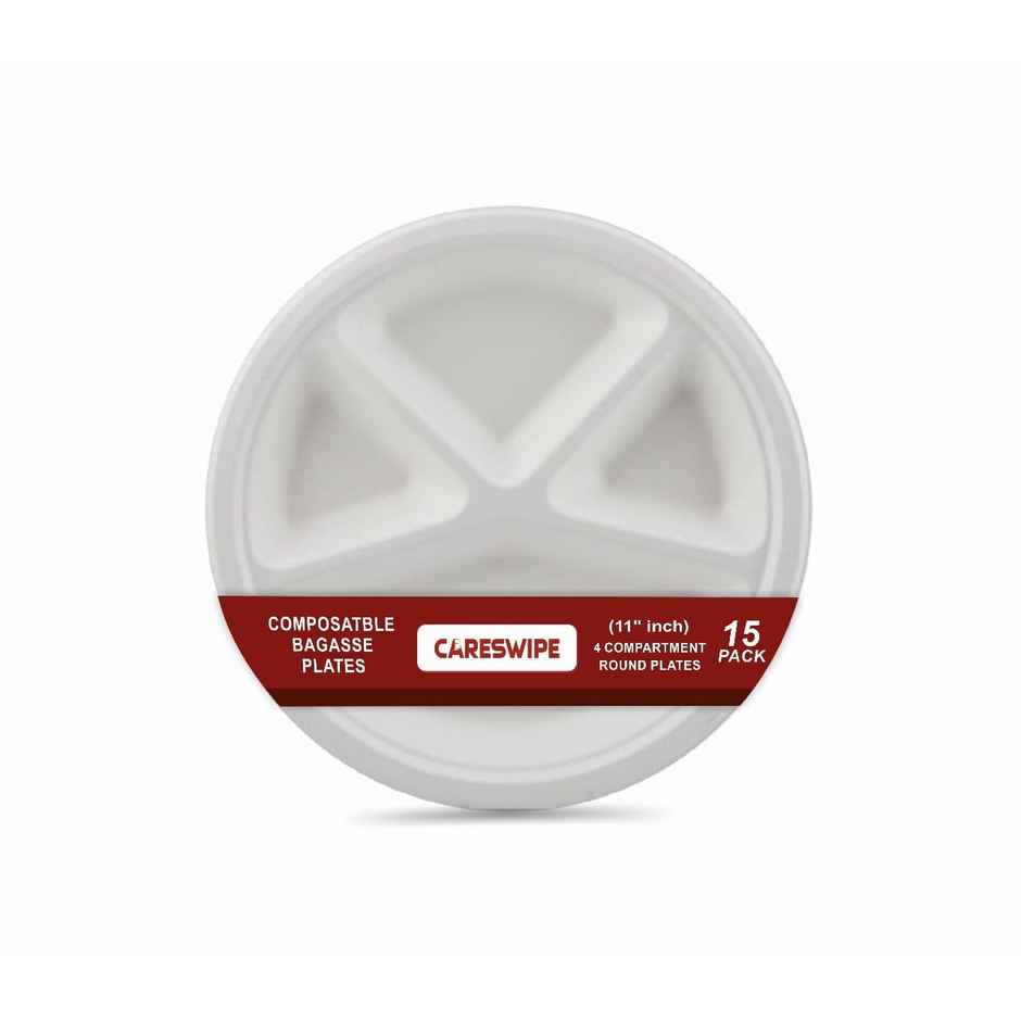 Disposable Plate | 4 Compartment | 11 inch | 10 pcs | Careswipe