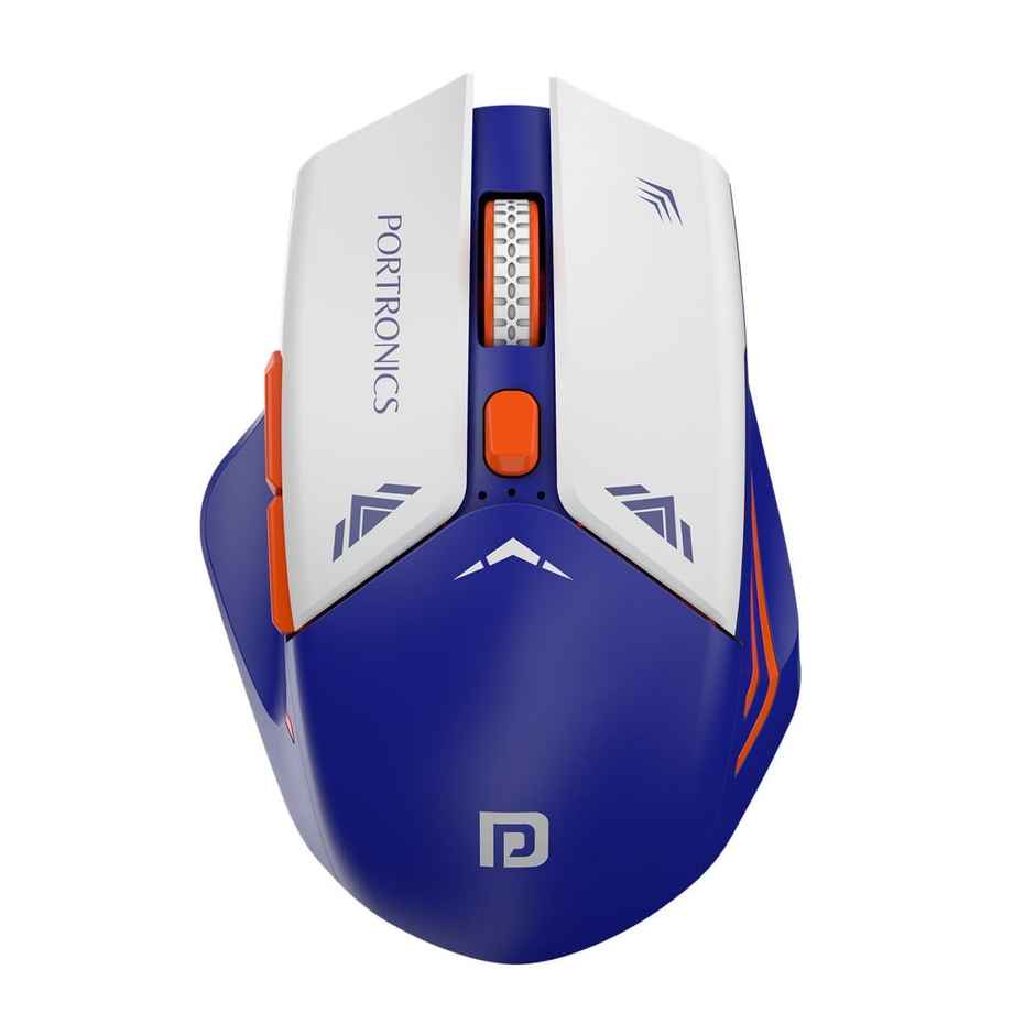 Portronics Vader Pro Wireless Gaming Mouse with 2.4 GHz Receiver, 6 Buttons, Thumb Support, High-Precision Tracking, Ergonomic Comfort, Adjustable Optical DPI for Laptop, PC, Mac - Indigo Blue