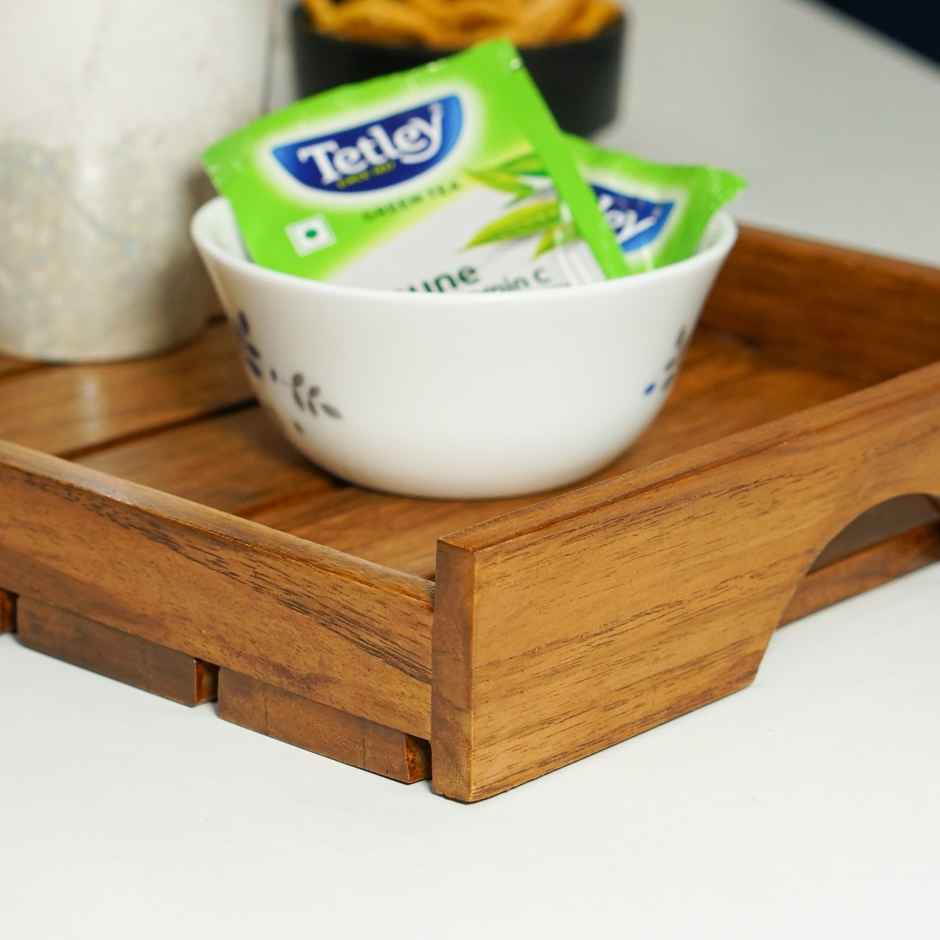 Sanjeev Kapoor By OGGN Promo Slat Rect. Oil Finish Tray - 10 x 7 & 12 x 9 Combo