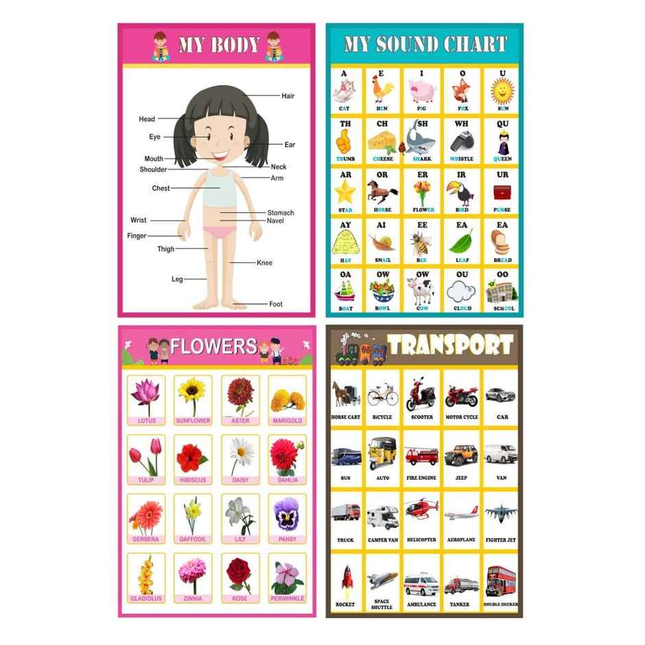 Paper Plane Design Kids Early Learning Educational Posters | Set Of 10 | Size 12 x 18 Inch | D14