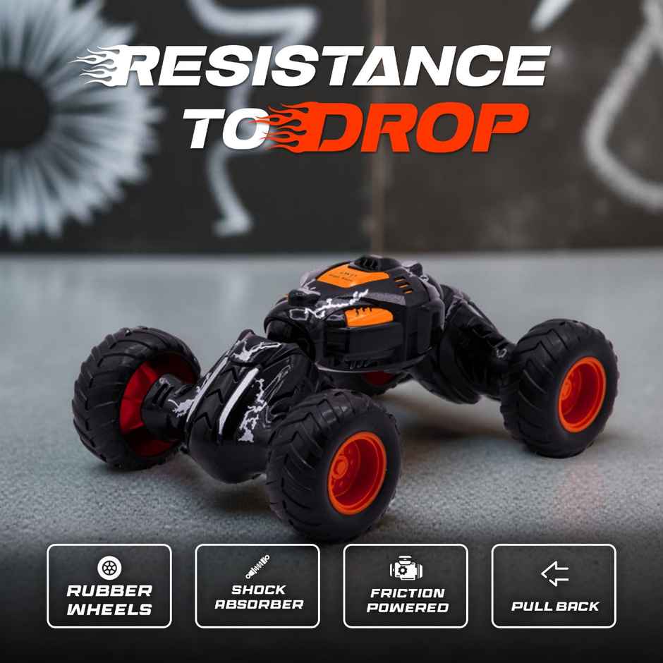 SEEDO No Battery Mechanical and Friction Power Pull Back Twisting Stunt | Black