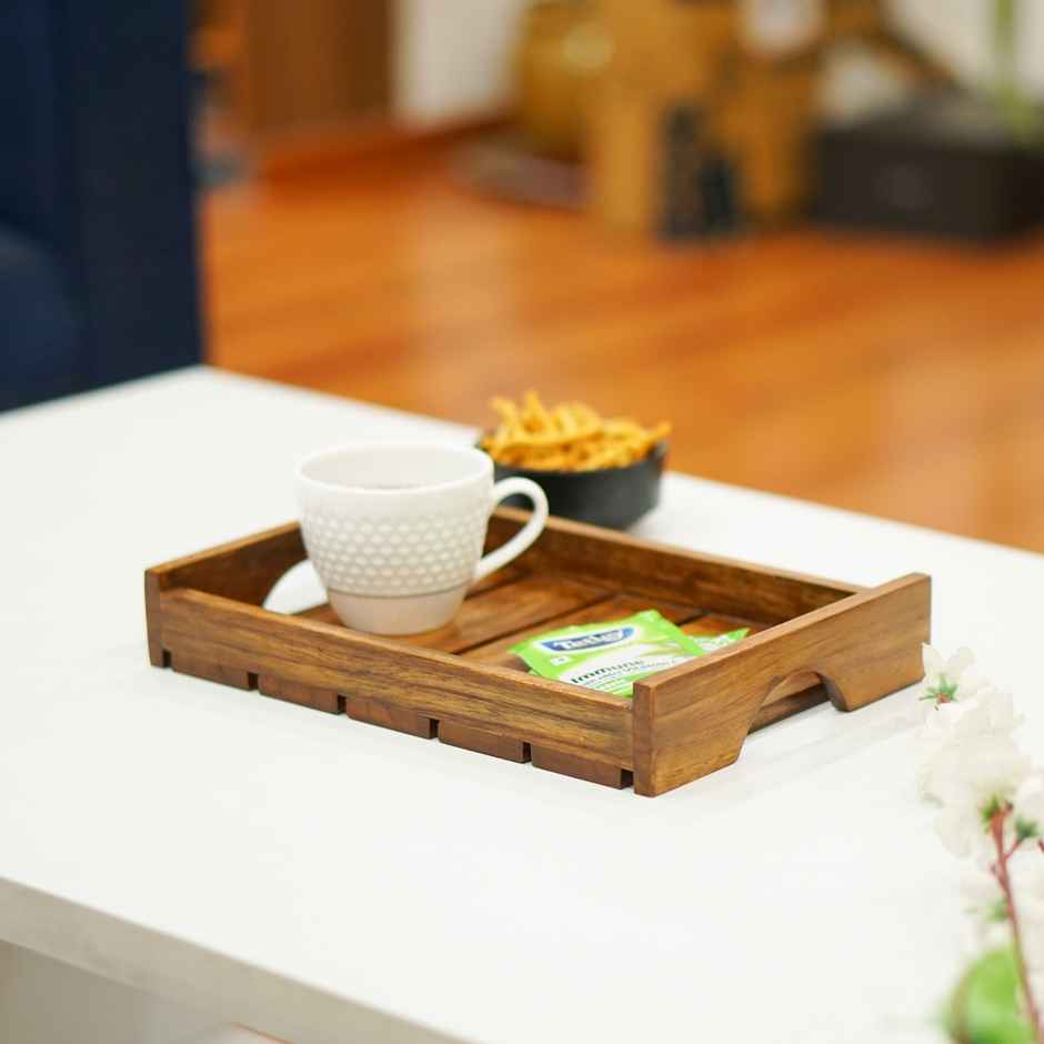 Sanjeev Kapoor By OGGN Promo Slat Rect. Oil Finish Tray - 10 x 7 & 12 x 9 Combo