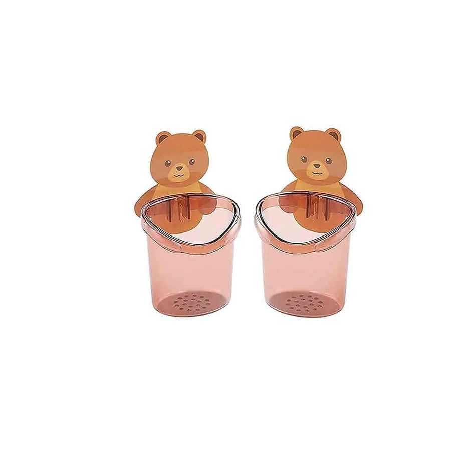 Perpetual Self-Adhesive Toothbrush Holder, 4 Pcs Teddy Bear Shaped for Bathroom Storage