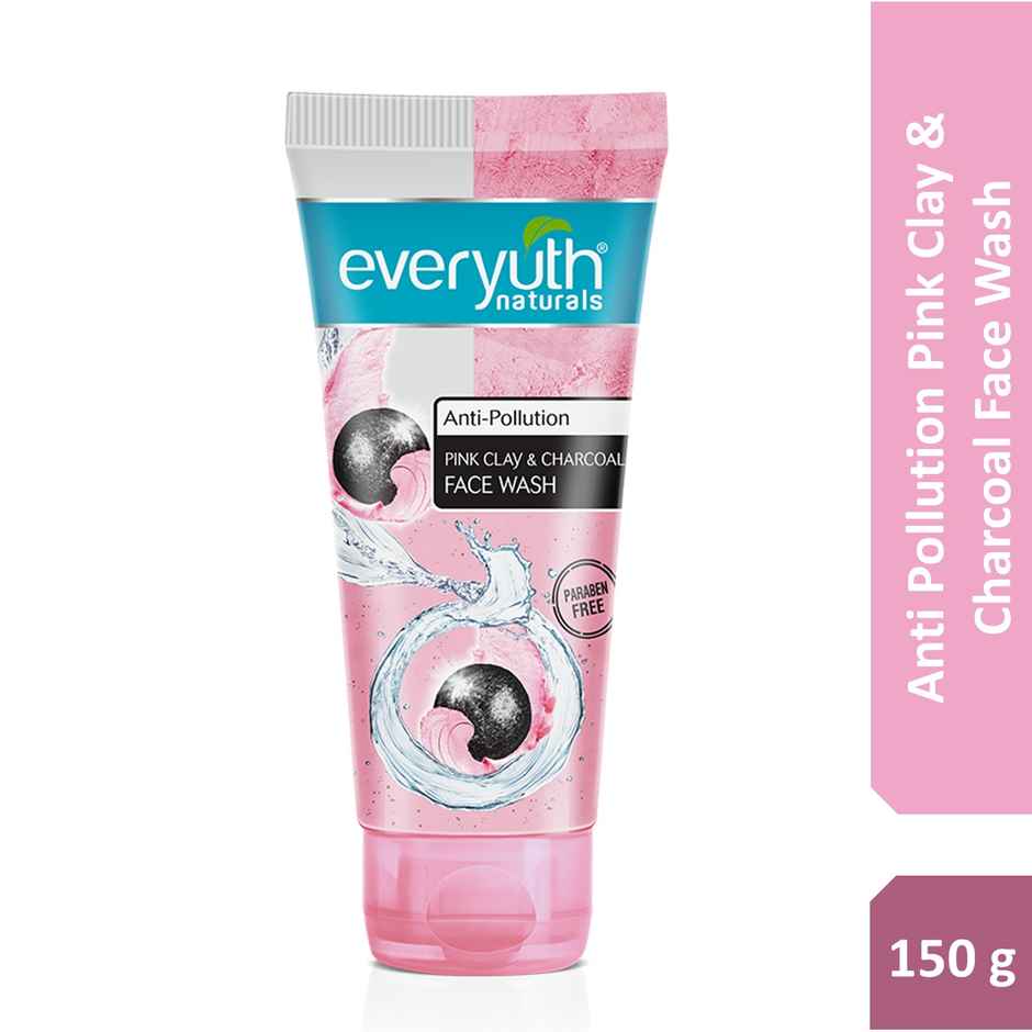 Everyuth Naturals Anti Pollution Pink Clay & Charcoal Face Wash | For all skin types (Oily/ Dry)